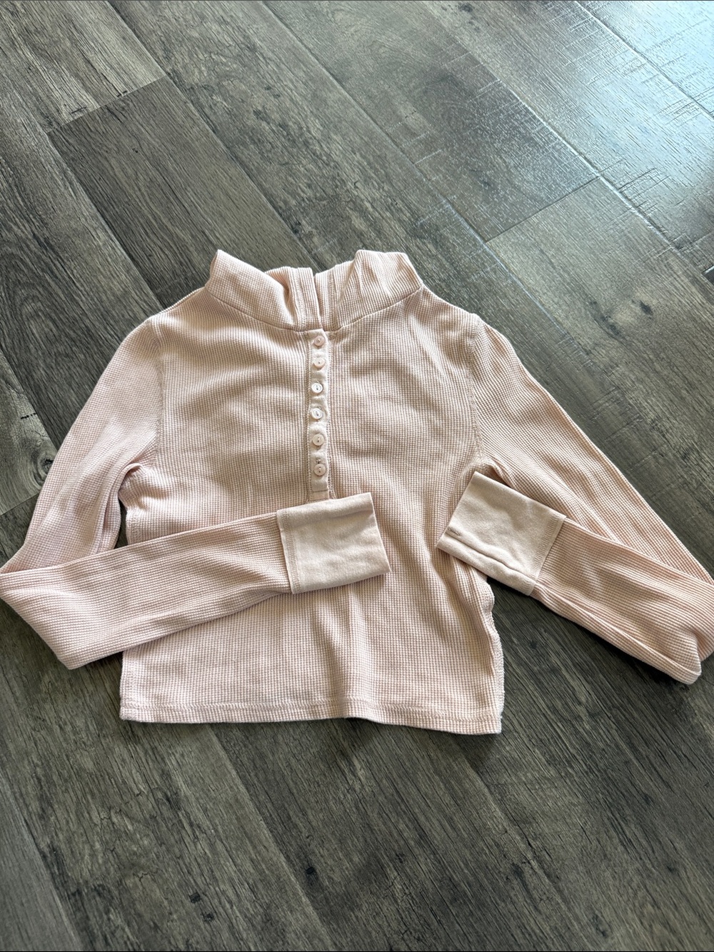 Aeropostale Light Pink Ribbed Henley Mock Neck Top
